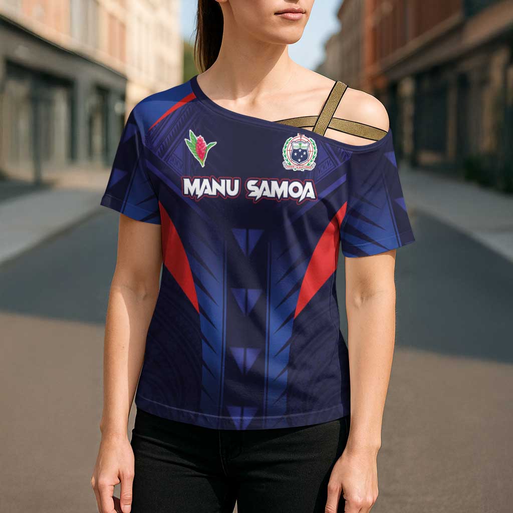 Custom Rugby Samoa Cross Shoulder Shirt Siva Tau Spirit Sporty Vibes - Polynesian Pride
