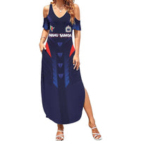 Custom Rugby Samoa Family Matching Summer Maxi Dress and Hawaiian Shirt Siva Tau Spirit Sporty Vibes - Polynesian Pride