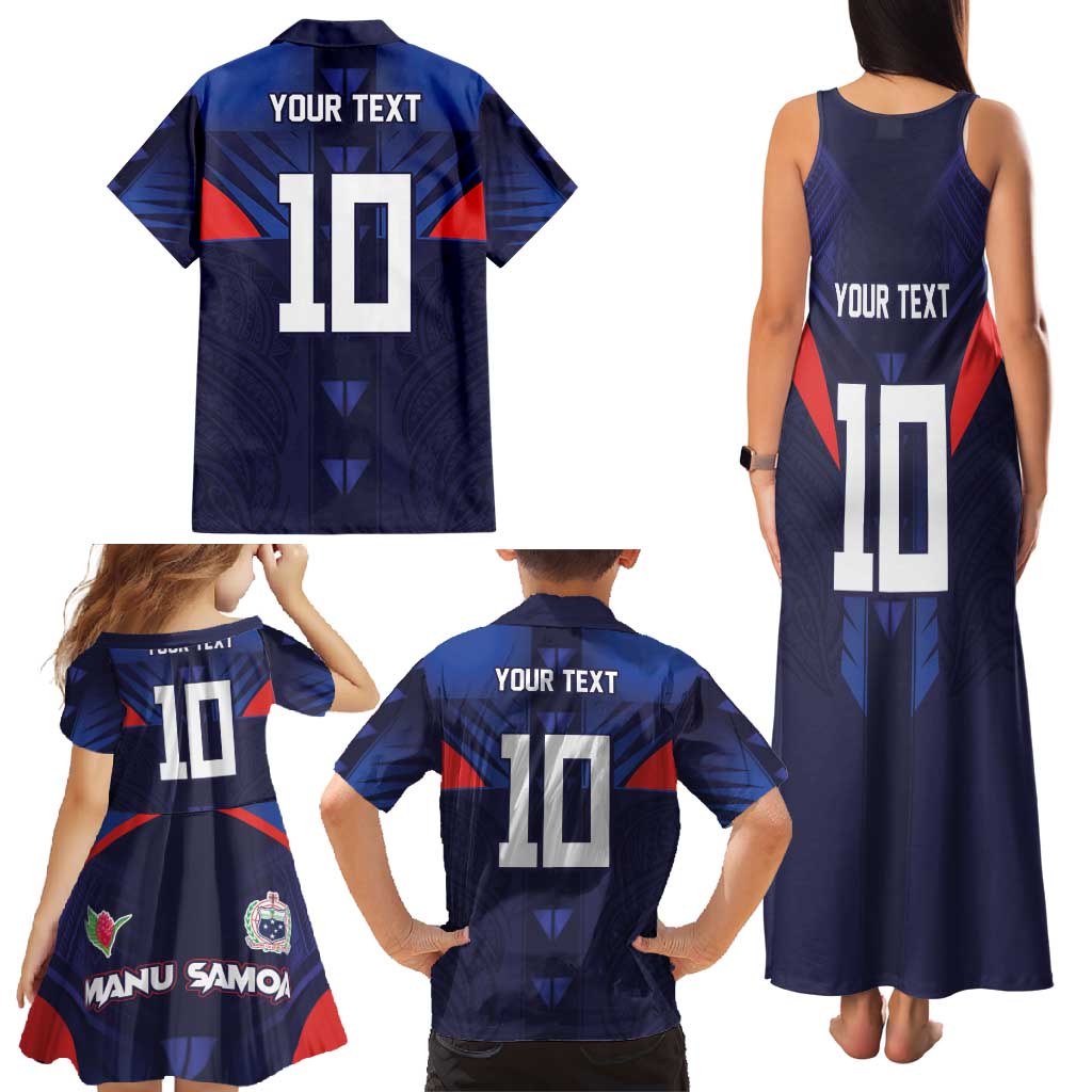 Custom Rugby Samoa Family Matching Tank Maxi Dress and Hawaiian Shirt Siva Tau Spirit Sporty Vibes - Polynesian Pride