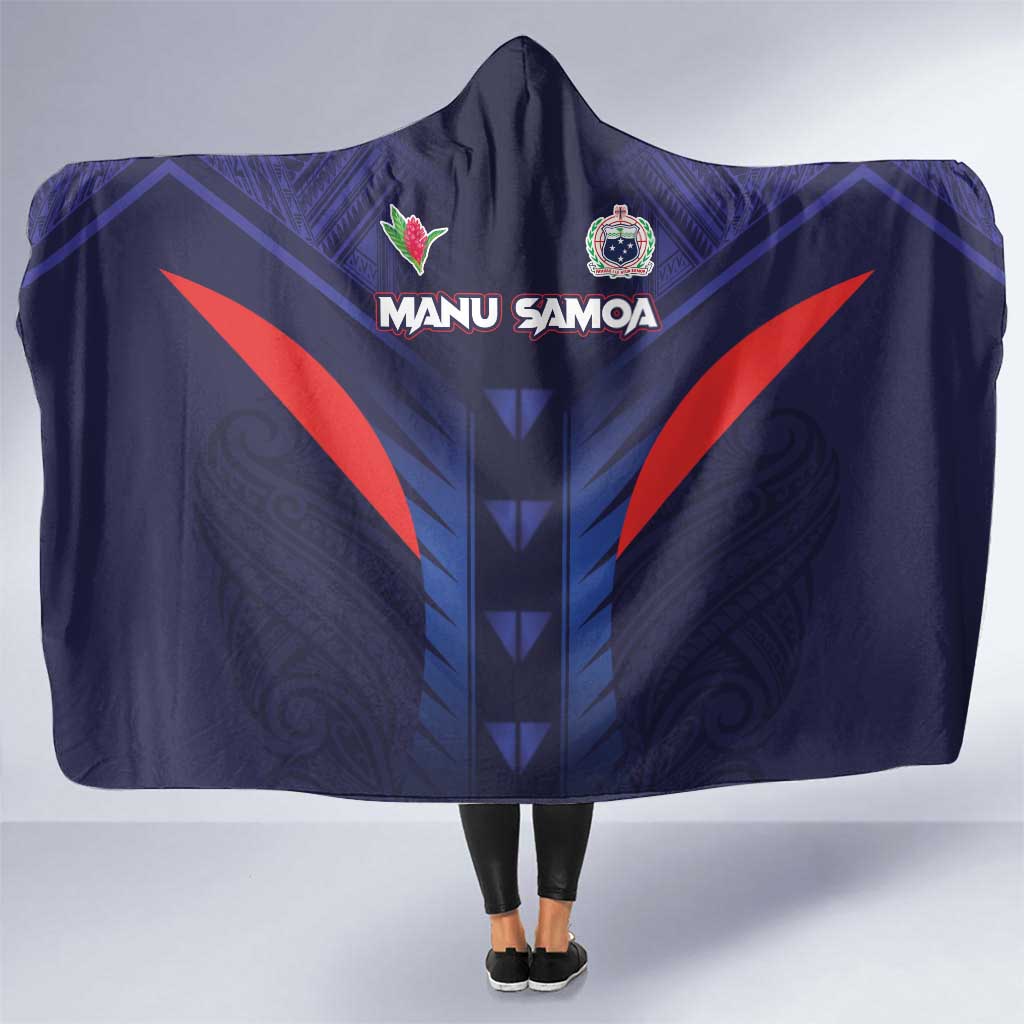 Rugby Samoa Hooded Blanket Siva Tau Spirit Sporty Vibes LT03 One Size Navy - Polynesian Pride