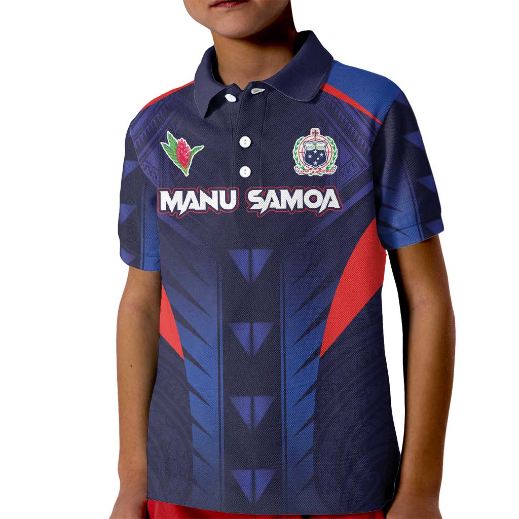 Custom Rugby Samoa Kid Polo Shirt Siva Tau Spirit Sporty Vibes LT03 Kid Navy - Polynesian Pride