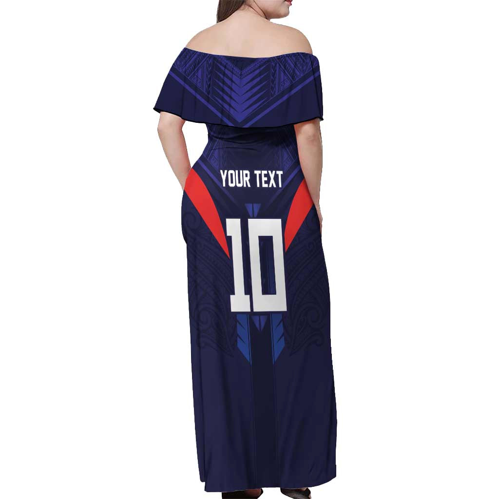 Custom Rugby Samoa Off Shoulder Maxi Dress Siva Tau Spirit Sporty Vibes - Polynesian Pride