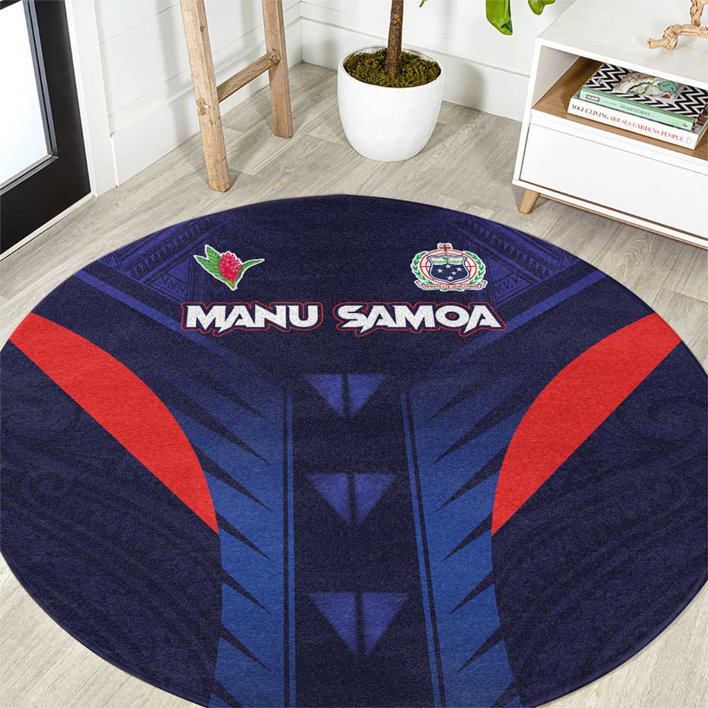 Rugby Samoa Round Carpet Siva Tau Spirit Sporty Vibes LT03 Navy - Polynesian Pride