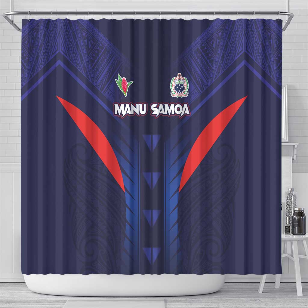 Rugby Samoa Shower Curtain Siva Tau Spirit Sporty Vibes LT03 - Polynesian Pride