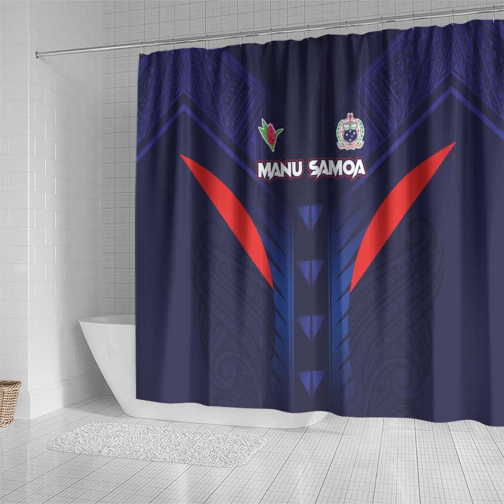 Rugby Samoa Shower Curtain Siva Tau Spirit Sporty Vibes LT03 - Polynesian Pride