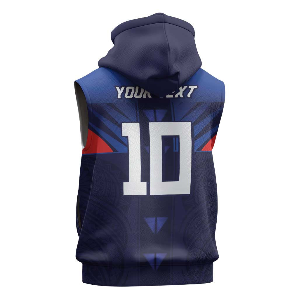 Custom Rugby Samoa Sleeveless Zip Hoodie Siva Tau Spirit Sporty Vibes - Polynesian Pride