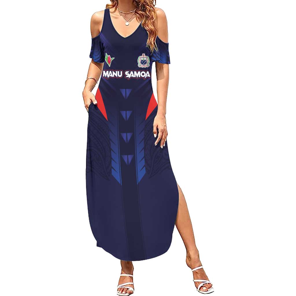 Custom Rugby Samoa Summer Maxi Dress Siva Tau Spirit Sporty Vibes - Polynesian Pride
