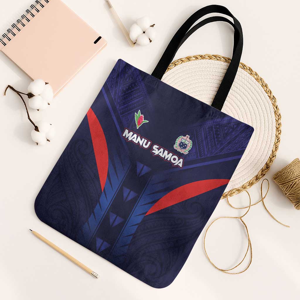 Rugby Samoa Tote Bag Siva Tau Spirit Sporty Vibes LT03 Black Strap One Size Navy - Polynesian Pride