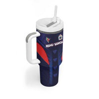 Custom Rugby Samoa Tumbler With Handle Siva Tau Spirit Sporty Vibes - Polynesian Pride