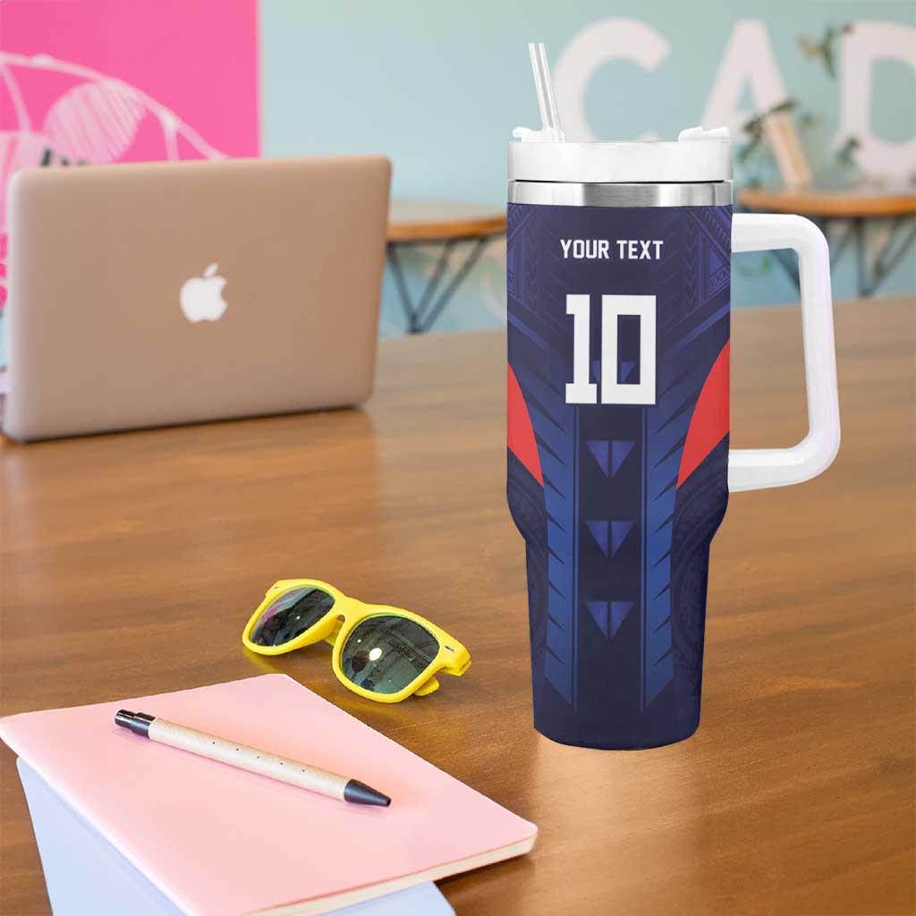 Custom Rugby Samoa Tumbler With Handle Siva Tau Spirit Sporty Vibes - Polynesian Pride