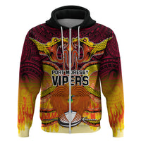 PNG Port Moresby Vipers Rugby Hoodie Fire Vipers Mix PNG Bird Polynesian Tattoo LT03 - Polynesian Pride