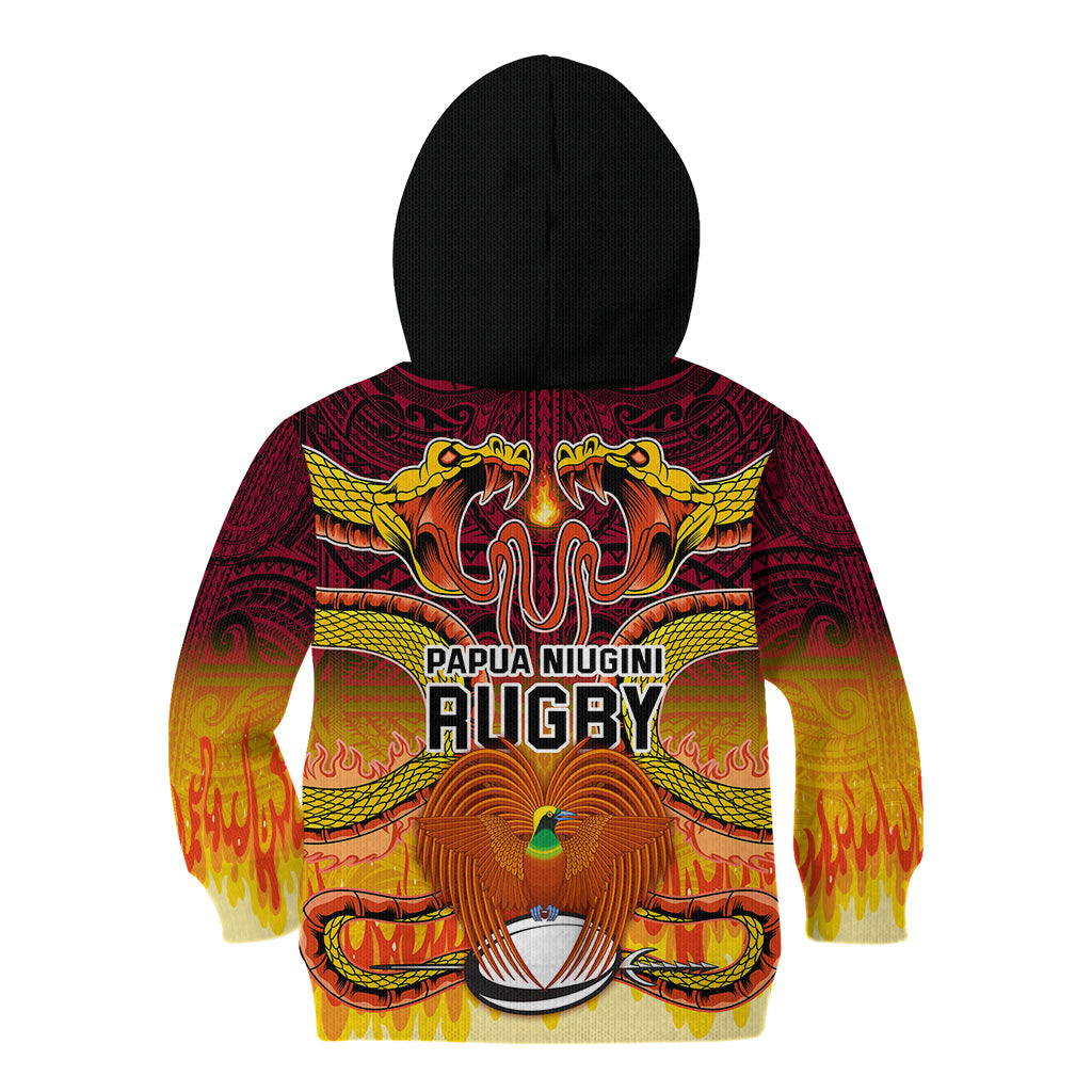 PNG Port Moresby Vipers Rugby Kid Hoodie Fire Vipers Mix PNG Bird Polynesian Tattoo LT03 - Polynesian Pride
