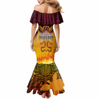 PNG Port Moresby Vipers Rugby Mermaid Dress Fire Vipers Mix PNG Bird Polynesian Tattoo LT03 - Polynesian Pride