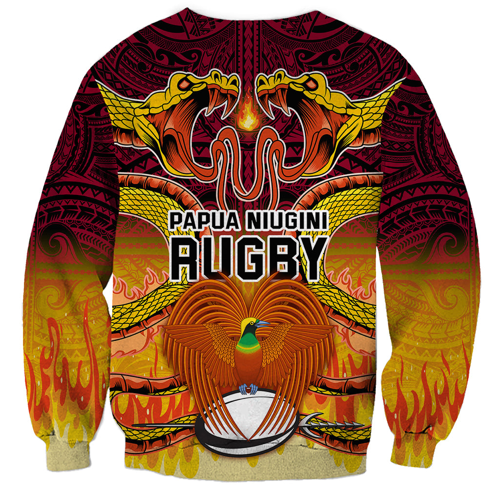 PNG Port Moresby Vipers Rugby Sweatshirt Fire Vipers Mix PNG Bird Polynesian Tattoo LT03 - Polynesian Pride
