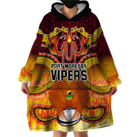 PNG Port Moresby Vipers Rugby Wearable Blanket Hoodie Fire Vipers Mix PNG Bird Polynesian Tattoo LT03 - Polynesian Pride