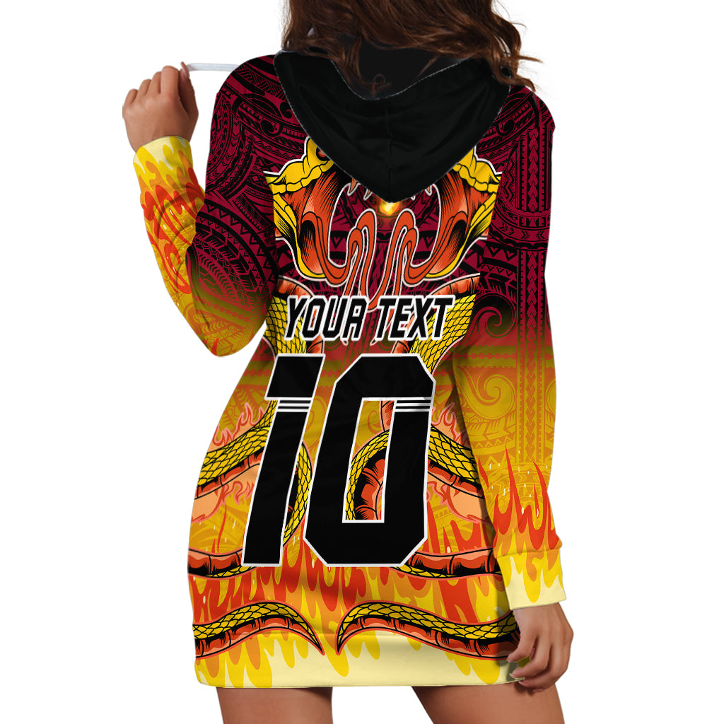Custom PNG Port Moresby Vipers Rugby Hoodie Dress Fire Vipers Mix PNG Bird Polynesian Tattoo LT03 - Polynesian Pride