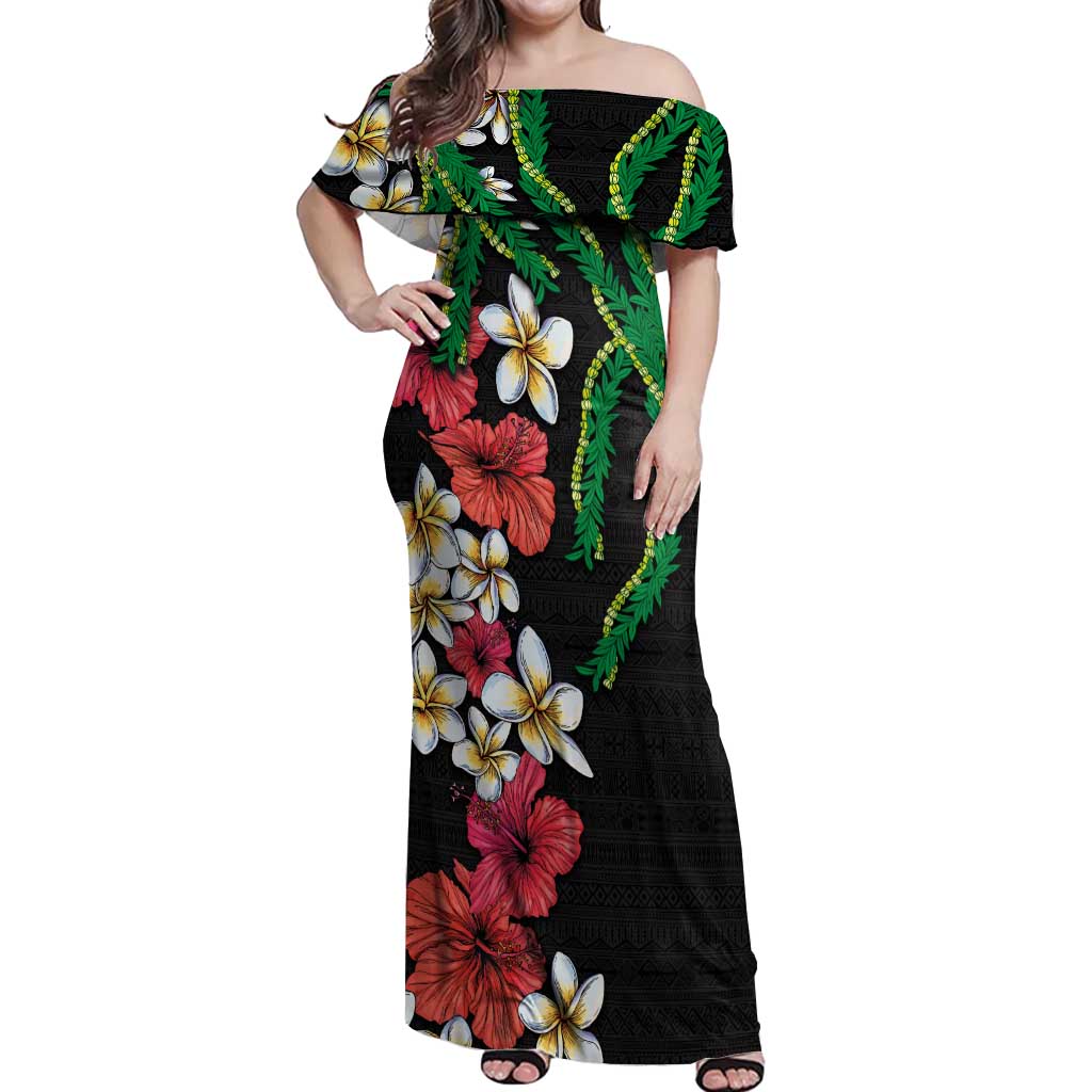 off the shoulder tropical maxi dress Hawaiian Tropical Flowers and Maile Pikake Off Shoulder Maxi Dress Pol