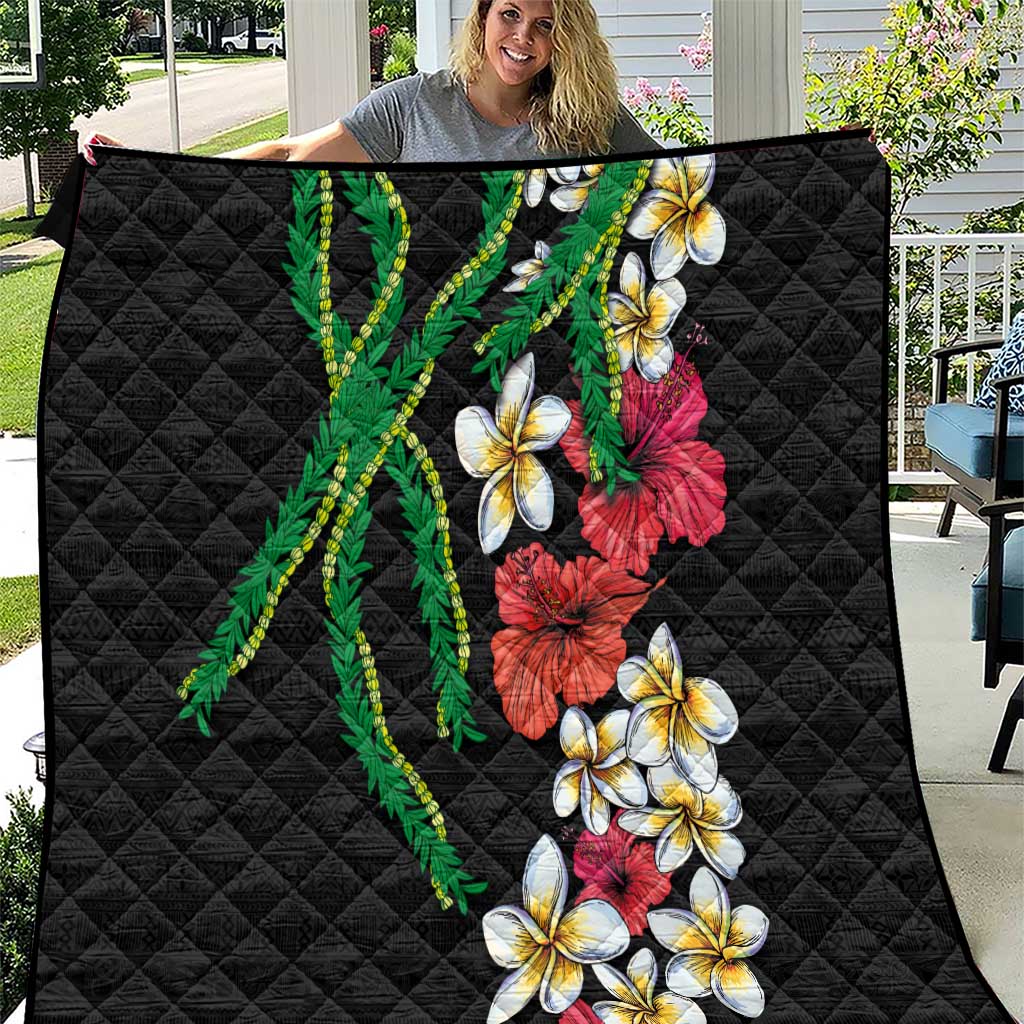 Hawaiian Tropical Flowers and Maile Pikake Quilt Polynesian Tribal