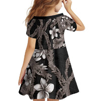 Hawaiian Tropical Flowers and Maile Pikake Family Matching Mermaid Dress and Hawaiian Shirt Polynesian Tribal Pattern Grayscale Mode LT03 - Polynesian Pride