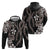 Hawaiian Tropical Flowers and Maile Pikake Zip Hoodie Polynesian Tribal Pattern Grayscale Mode