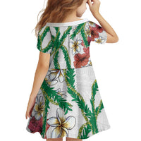 Hawaiian Tropical Flowers and Maile Pikake Family Matching Short Sleeve Bodycon Dress and Hawaiian Shirt Polynesian Tribal Pattern White Color LT03 - Polynesian Pride