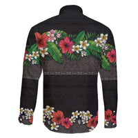 Hawaiian Tropical Flowers and Tribal Polynesian Tattoo Family Matching Mermaid Dress and Hawaiian Shirt Black Color LT03 - Polynesian Pride