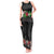 Hawaiian Tropical Flowers and Tribal Polynesian Tattoo Tank Maxi Dress Black Color