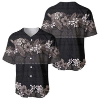 Hawaiian Tropical Flowers and Tribal Polynesian Tattoo Baseball Jersey Grayscale Mode LT03 - Polynesian Pride