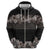 Hawaiian Tropical Flowers and Tribal Polynesian Tattoo Zip Hoodie Grayscale Mode