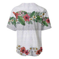 Hawaiian Tropical Flowers and Tribal Polynesian Tattoo Baseball Jersey White Color LT03 - Polynesian Pride