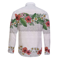 Hawaiian Tropical Flowers and Tribal Polynesian Tattoo Family Matching Mermaid Dress and Hawaiian Shirt White Color LT03 - Polynesian Pride