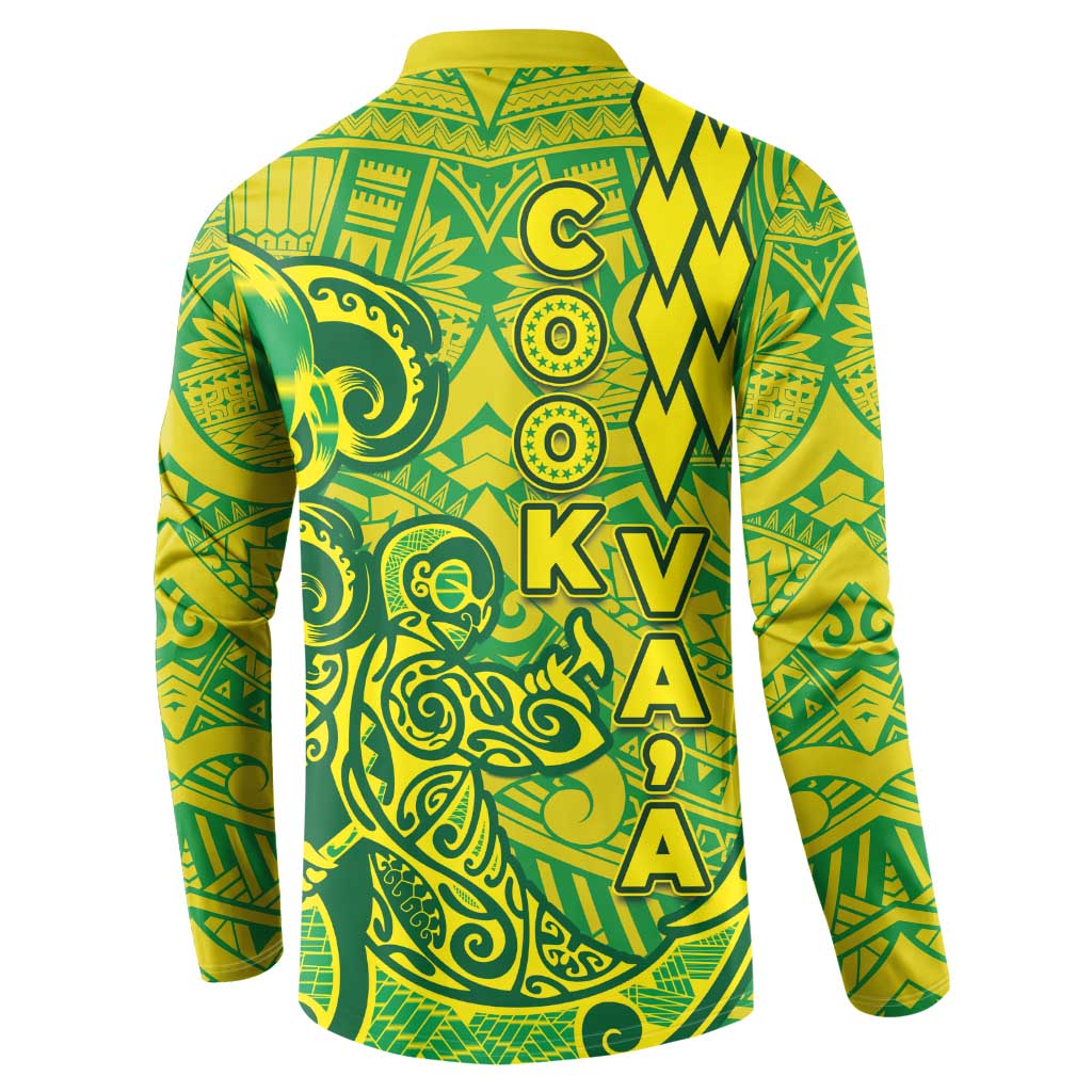 Cook Islands Vaa Polynesian Art Tattoo Button Sweatshirt National Color