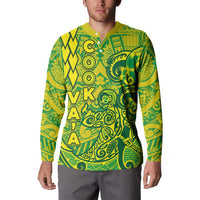 Cook Islands Vaa Polynesian Art Tattoo Button Sweatshirt National Color