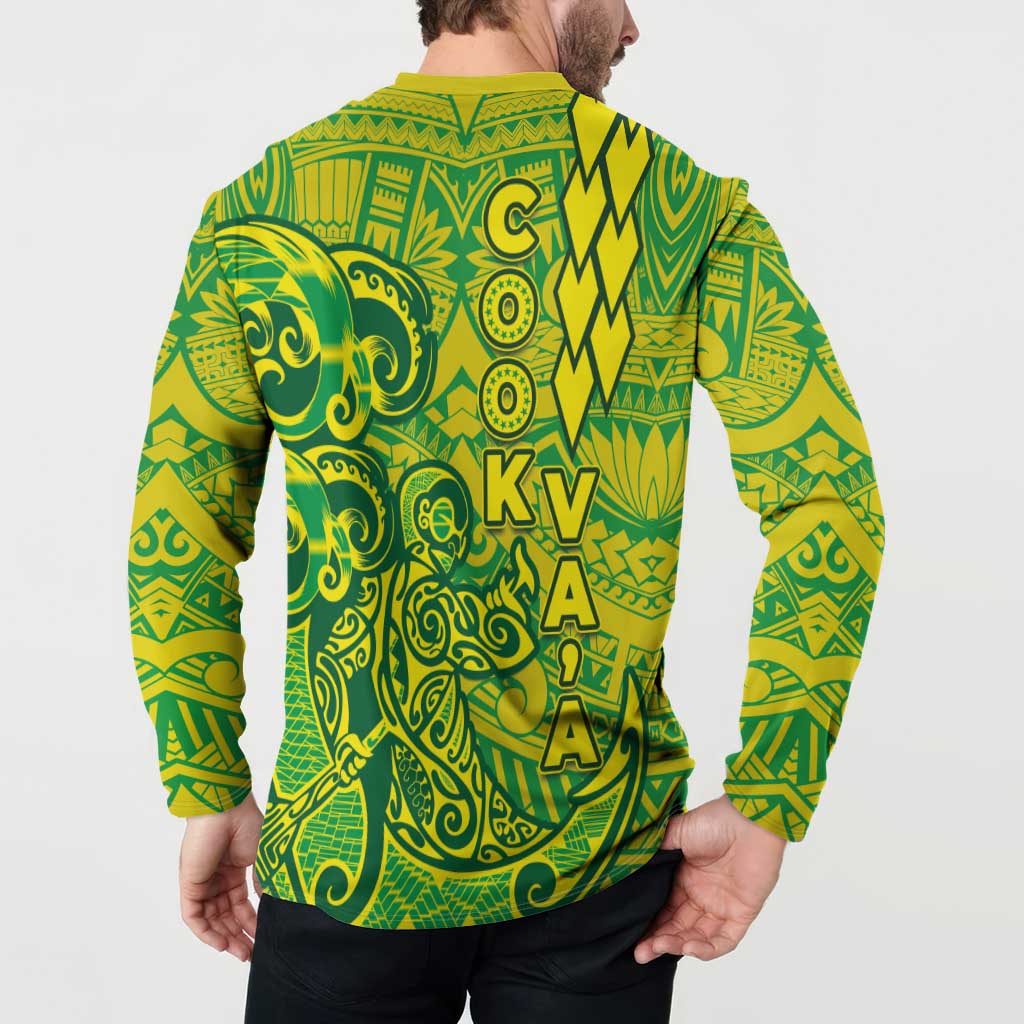 Cook Islands Vaa Polynesian Art Tattoo Button Sweatshirt National Color
