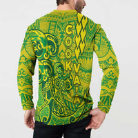 Cook Islands Vaa Polynesian Art Tattoo Button Sweatshirt National Color