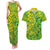 Cook Islands Vaa Polynesian Art Tattoo Couples Matching Tank Maxi Dress and Hawaiian Shirt National Color