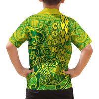 Cook Islands Va'a Polynesian Art Tattoo Family Matching Off The Shoulder Long Sleeve Dress and Hawaiian Shirt National Color LT03 - Polynesian Pride