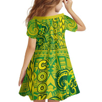 Cook Islands Va'a Polynesian Art Tattoo Family Matching Off The Shoulder Long Sleeve Dress and Hawaiian Shirt National Color LT03 - Polynesian Pride