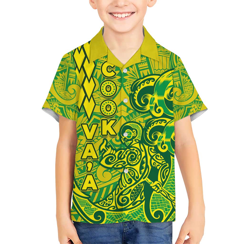 Cook Islands Vaa Polynesian Art Tattoo Kid Hawaiian Shirt National Color