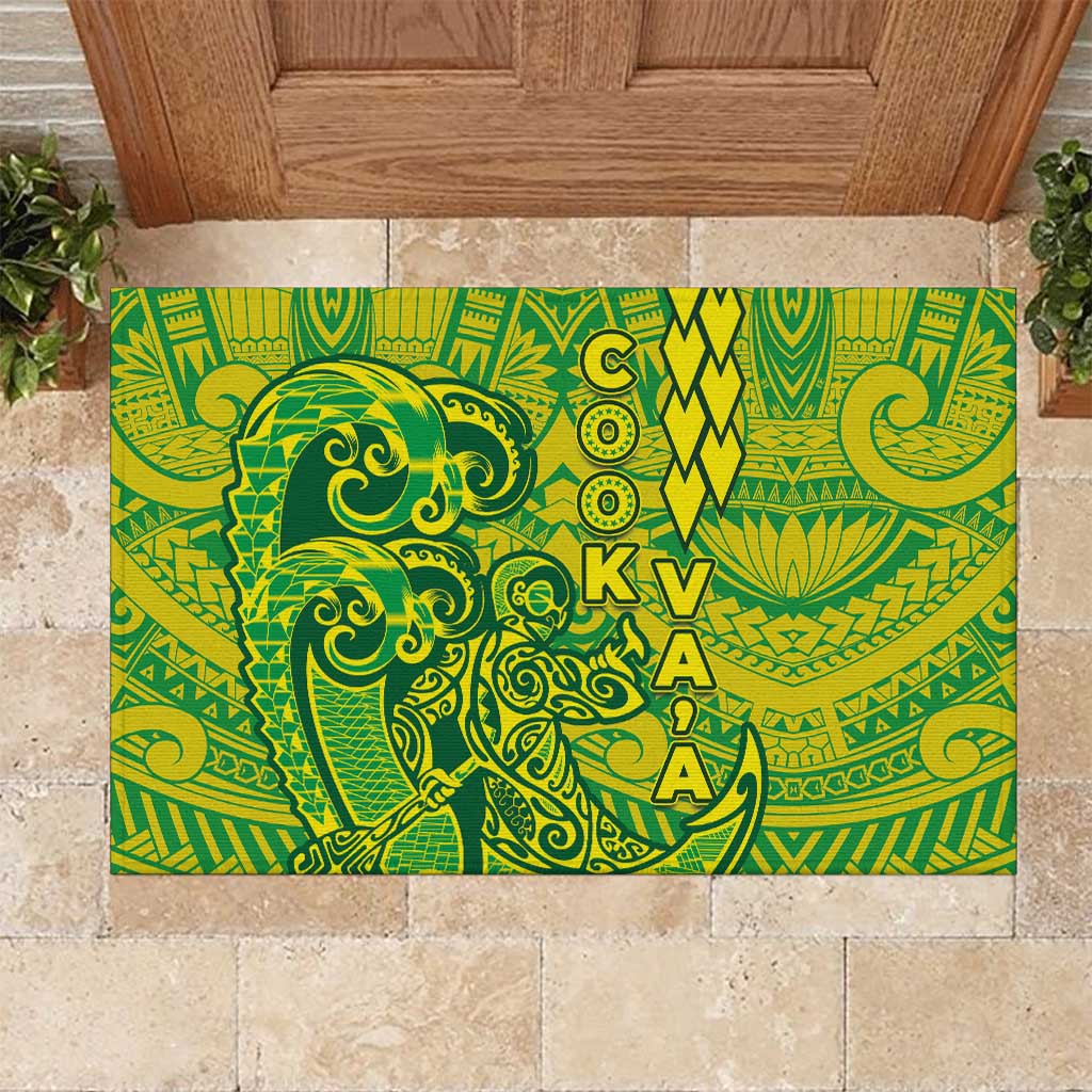 Cook Islands Vaa Polynesian Art Tattoo Rubber Doormat National Color