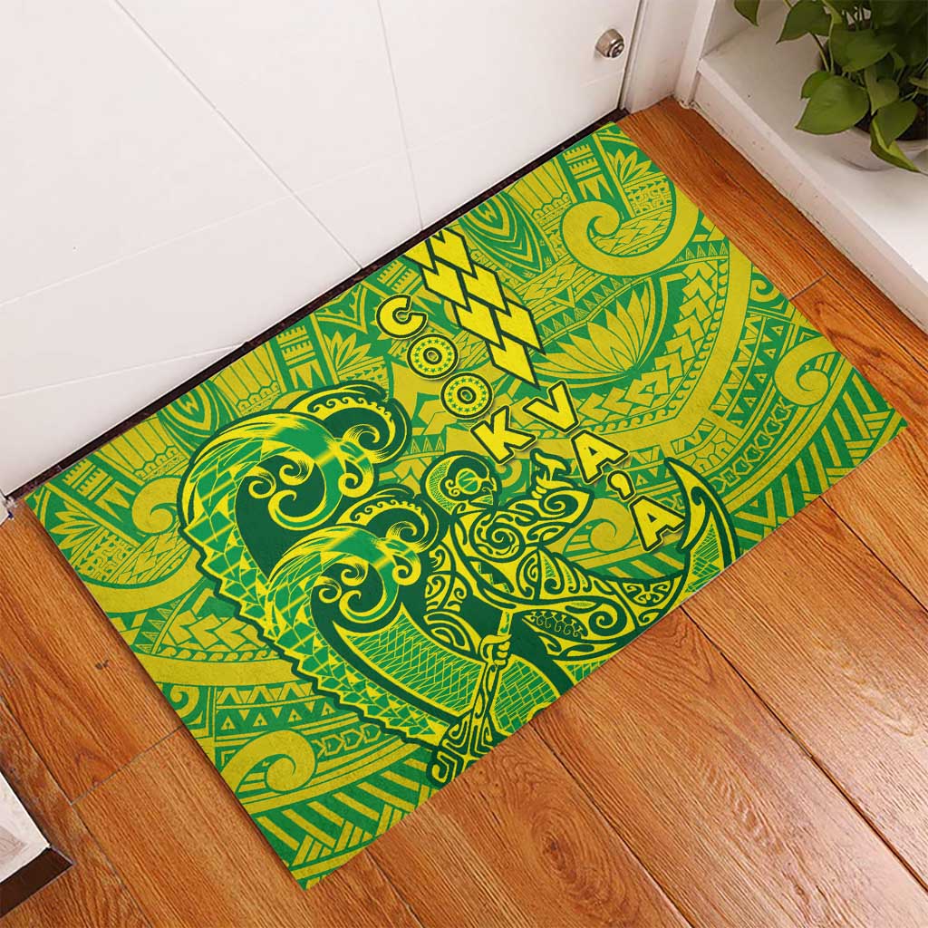 Cook Islands Vaa Polynesian Art Tattoo Rubber Doormat National Color