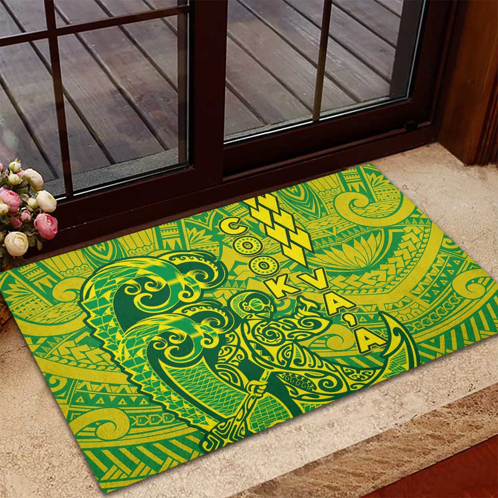 Cook Islands Vaa Polynesian Art Tattoo Rubber Doormat National Color