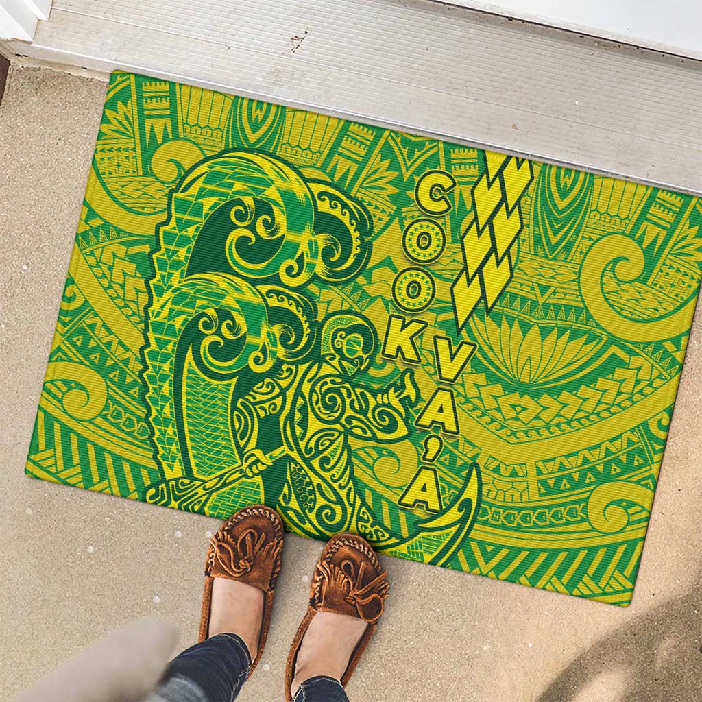Cook Islands Vaa Polynesian Art Tattoo Rubber Doormat National Color