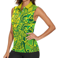 Cook Islands Vaa Polynesian Art Tattoo Women Sleeveless Polo Shirt National Color