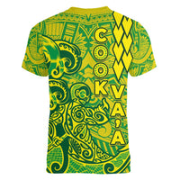 Cook Islands Vaa Polynesian Art Tattoo Women V-Neck T-Shirt National Color