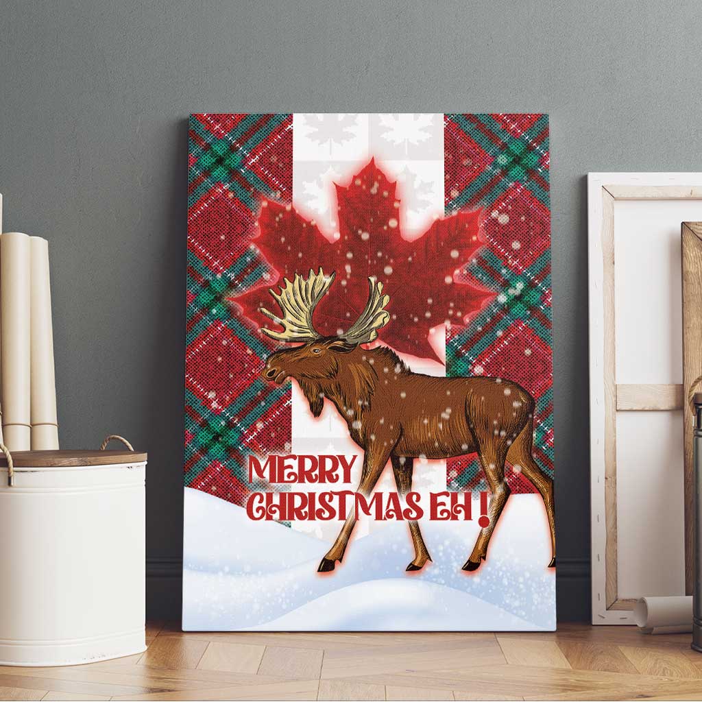 Canadian Christmas - Moose and Maple Retro Style Canvas Wall Art