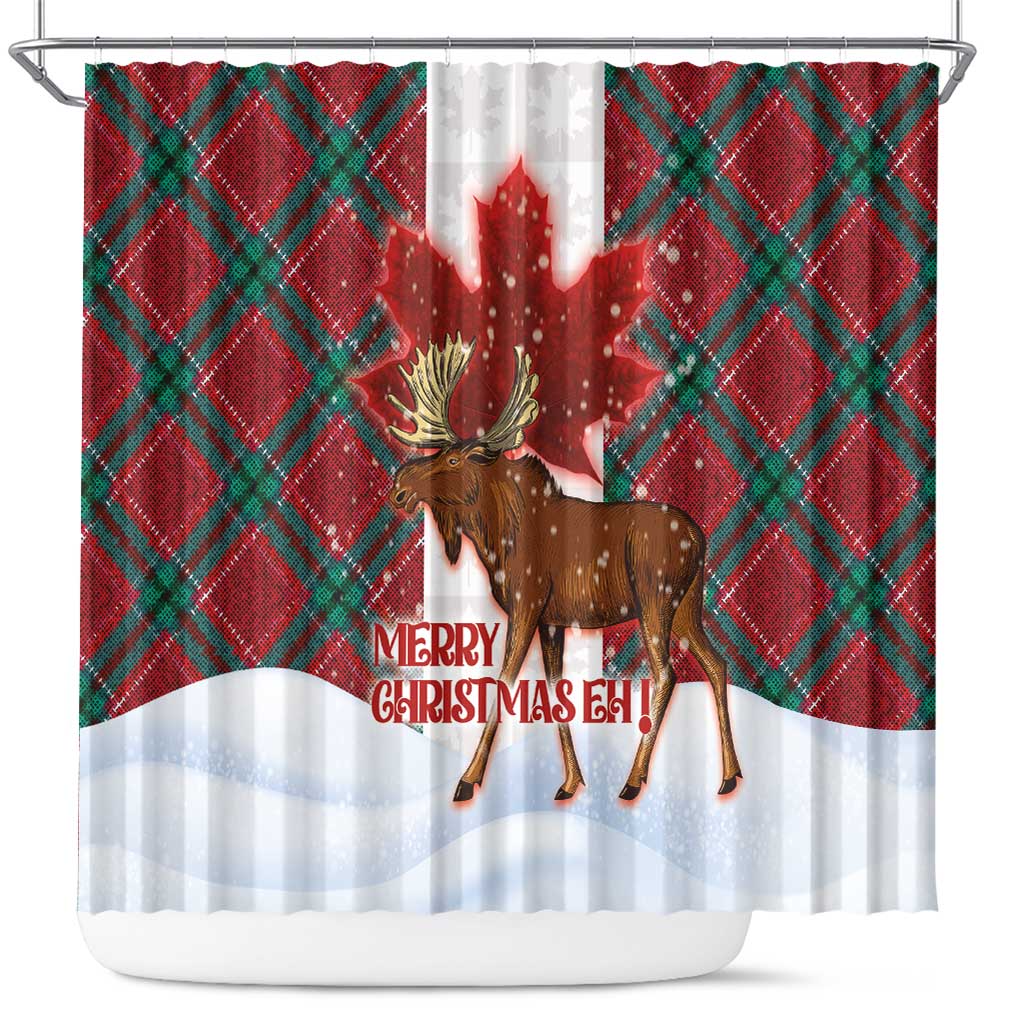 Canadian Christmas - Moose and Maple Retro Style Shower Curtain LT03 Red - Polynesian Pride