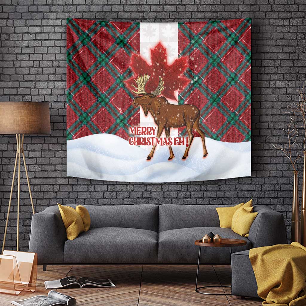 Canadian Christmas - Moose and Maple Retro Style Tapestry LT03 Red - Polynesian Pride