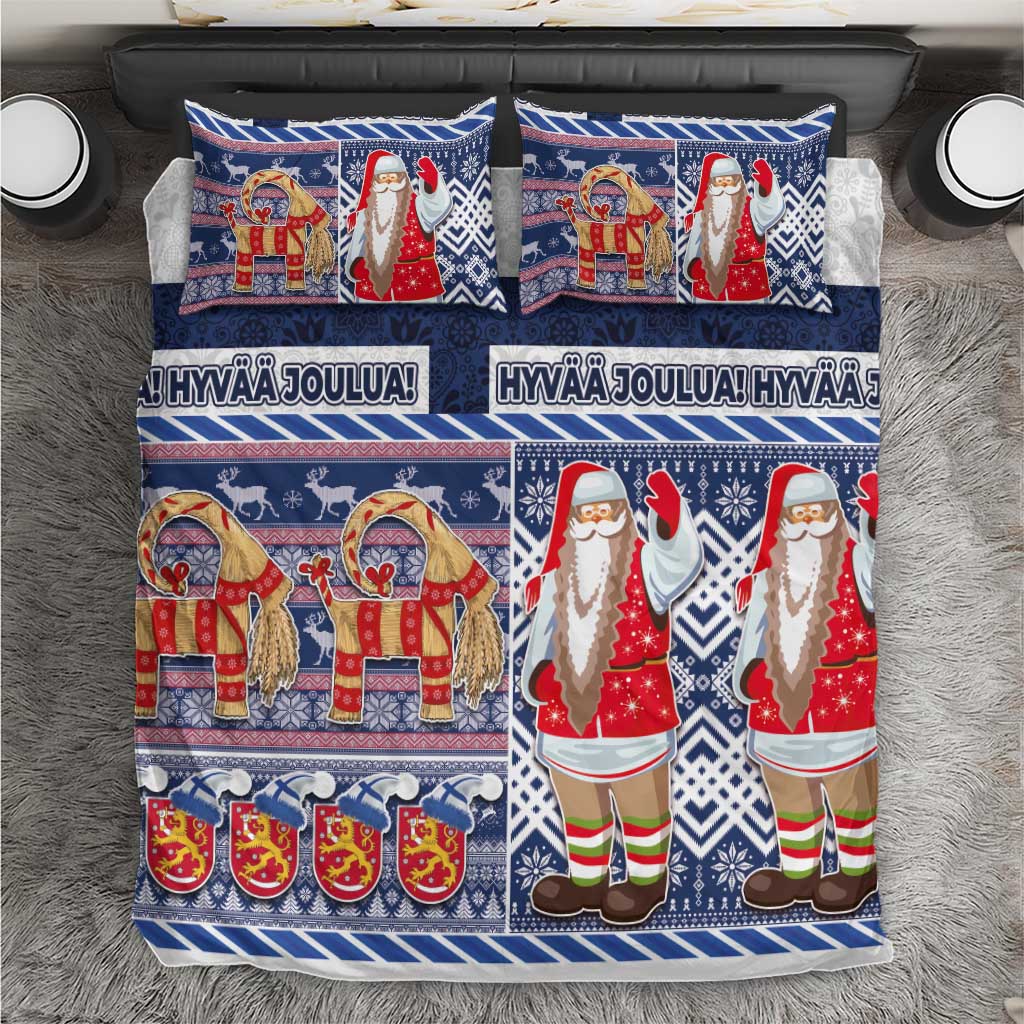 Yule Goat Joulupukki Finnish Christmas Bedding Set Scandinavian Pattern LT03 Blue - Polynesian Pride