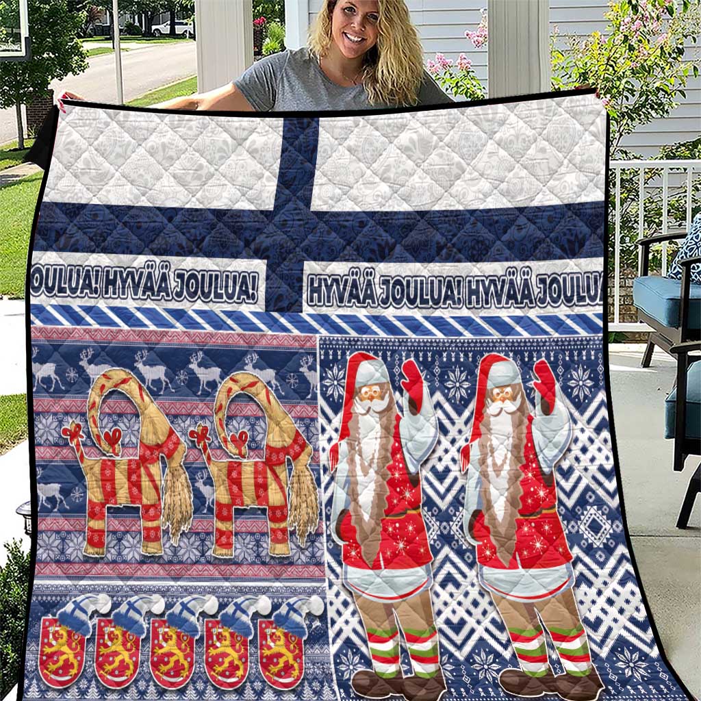 Yule Goat Joulupukki Finnish Christmas Quilt Scandinavian Pattern LT03 Blue - Polynesian Pride
